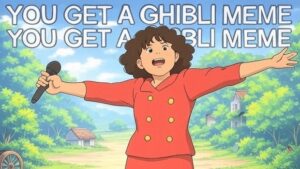 A Studio Ghibli style image of the Oprah meme.